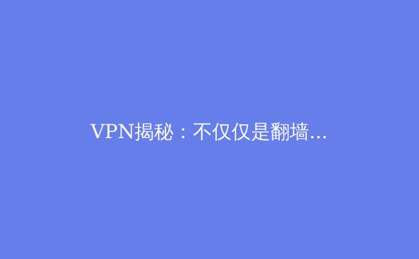 VPN揭秘：不仅仅是翻墙工具，更是数字时代的隐私守护神 - 2