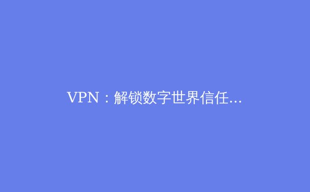 VPN：解锁数字世界信任与自由的加密密钥 - 4