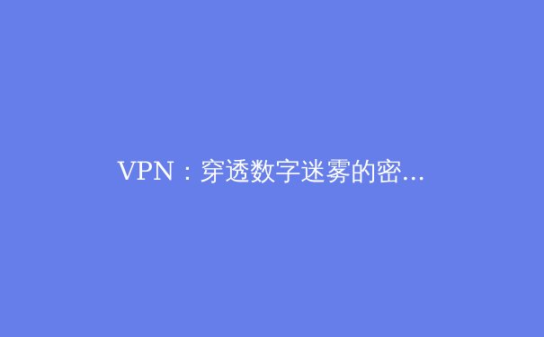 VPN：穿透数字迷雾的密钥，解锁网络自由与安全 - 3