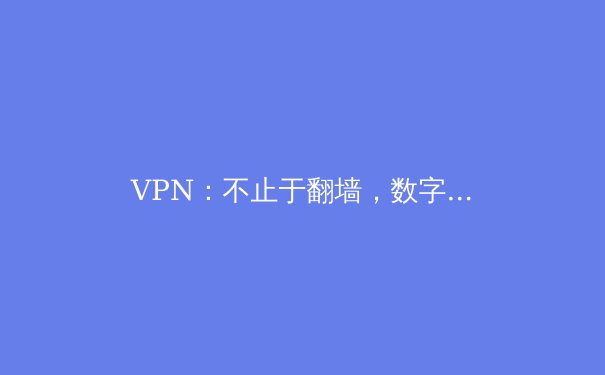 VPN：不止于翻墙，数字时代的隐形防护罩与自由密钥 - 2